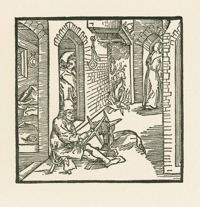 Köydenpitäjä näkee munkin poistuvan uskottoman vaimonsa kammiosta. tekijältä Albrecht Dürer or Duerer