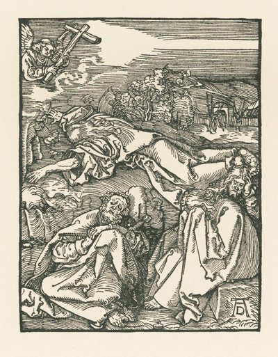 Agonia puutarhassa - Kristus Öljymäellä, noin 1508-09 (puupiirros). tekijältä Albrecht Dürer or Duerer