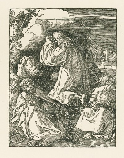 Agonia puutarhassa - Kristus Öljymäellä, noin 1510 (puupiirros). tekijältä Albrecht Dürer or Duerer