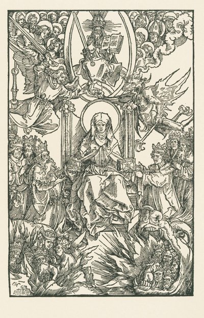Birgitta antaa teoksensa keisarille, kuninkaille ja ruhtinaille. tekijältä Albrecht Dürer or Duerer