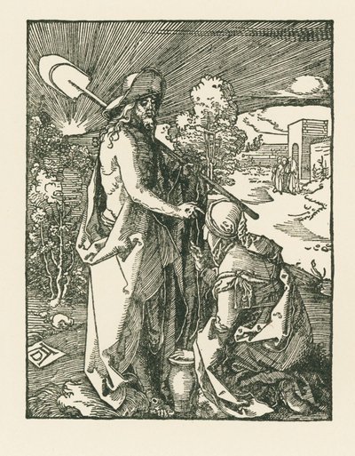 Kristus ilmestyy Maria Magdaleenalle - Noli Me Tangere, noin 1510 (puupiirros). tekijältä Albrecht Dürer or Duerer