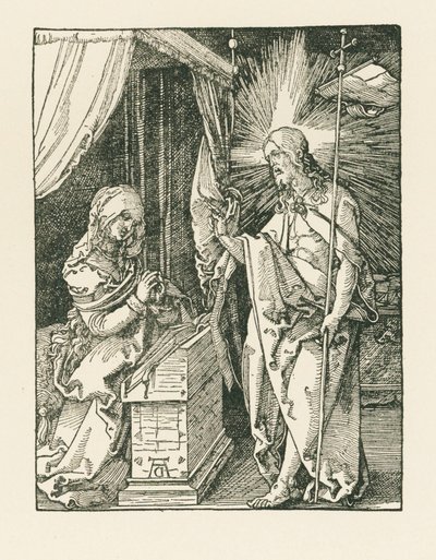 Kristus ilmestyy äidilleen, noin 1510 (puupiirros). tekijältä Albrecht Dürer or Duerer