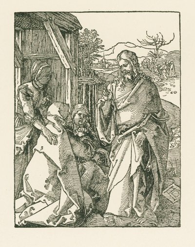 Kristus hyvästelee äitinsä, noin 1508-09 (puupiirros). tekijältä Albrecht Dürer or Duerer