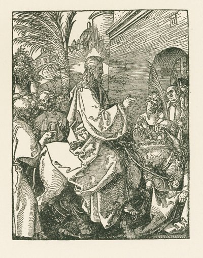 Kristuksen astuminen Jerusalemiin, noin 1508-09 (puupiirros). tekijältä Albrecht Dürer or Duerer