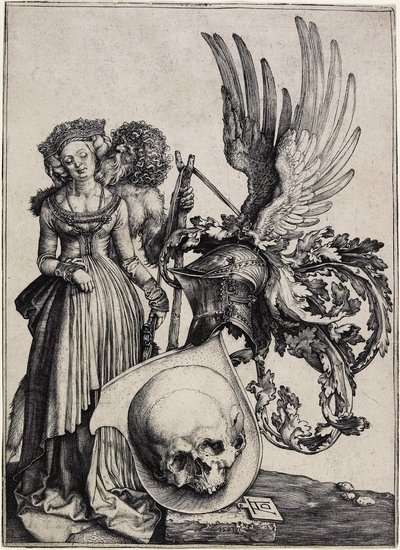 Vaakuna, jossa on pääkallo, n. 1503 tekijältä Albrecht Dürer