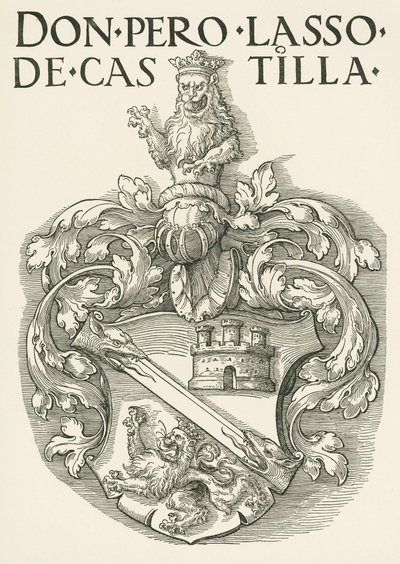 Don Pedro Lasso de Castillan vaakuna, noin 1530 (puupiirros). tekijältä Albrecht Dürer or Duerer