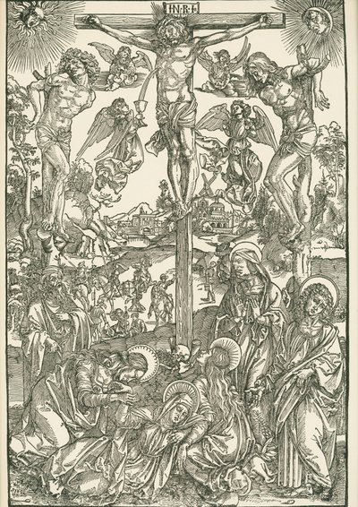 Ristiinnaulitseminen (Suuri Golgata), noin 1496-00 (puupiirros). tekijältä Albrecht Dürer or Duerer
