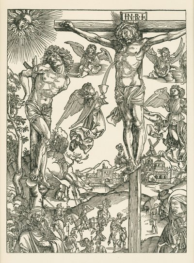 Ristiinnaulitseminen (Suuri Golgata), noin 1496-00 (puupiirros). tekijältä Albrecht Dürer or Duerer