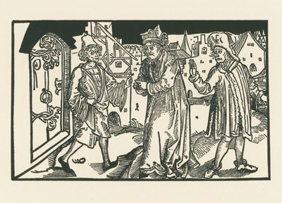 Davus, Simo ja Chremes, noin 1492-93 (puupiirros). tekijältä Albrecht Dürer or Duerer