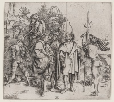 Viisi sotilasta ja turkkilainen hevosen selässä, 1495-96 tekijältä Albrecht Dürer