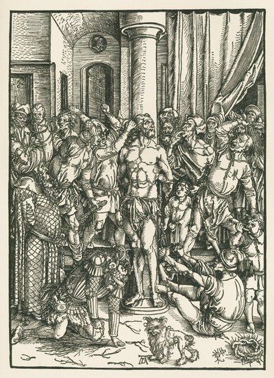 Kristuksen ruoskiminen, n.1496-97 (puupiirros). tekijältä Albrecht Dürer or Duerer