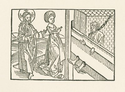 Neljäs laupeudenteko: Sääli liian ankarasti rangaistua miestä kohtaan. tekijältä Albrecht Dürer or Duerer