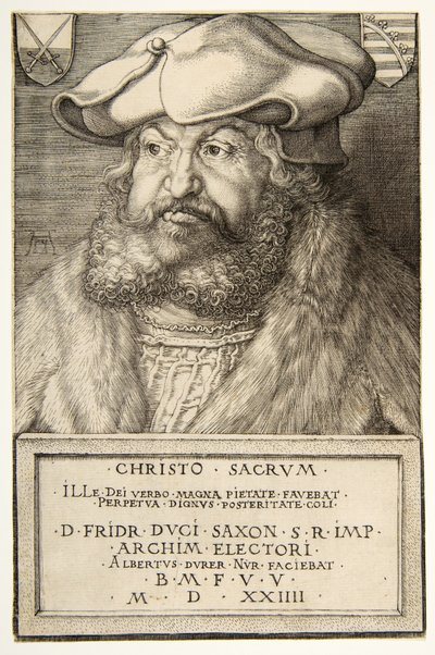Frederick Viisas, Saksin vaaliruhtinas, pubi. 1524 (kaiverrus) tekijältä Albrecht Dürer