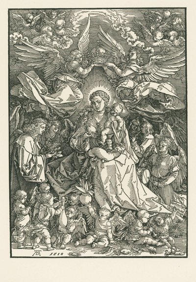 Maria Neitsyt kruunaa kaksi enkeliä tekijältä Albrecht Dürer or Duerer