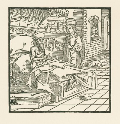 Mestari Cato antaa kuolinvuoteellaan pojalleen hyviä ohjeita. tekijältä Albrecht Dürer or Duerer
