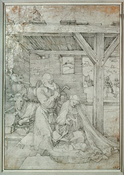 Nativity (kynä ja muste) tekijältä Albrecht Dürer or Duerer