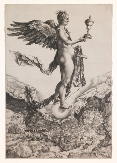 Nemesis, noin 1501-2 (kaiverrus) tekijältä Albrecht Dürer or Duerer