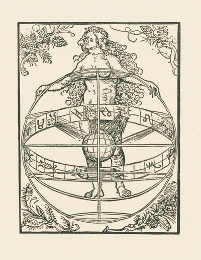 Alaston nainen eläinradan kanssa, noin 1502-03 (puupiirros). tekijältä Albrecht Dürer or Duerer