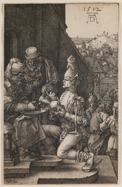 Pilatus pesee kätensä, sarjasta "Pieni passio". tekijältä Albrecht Dürer or Duerer