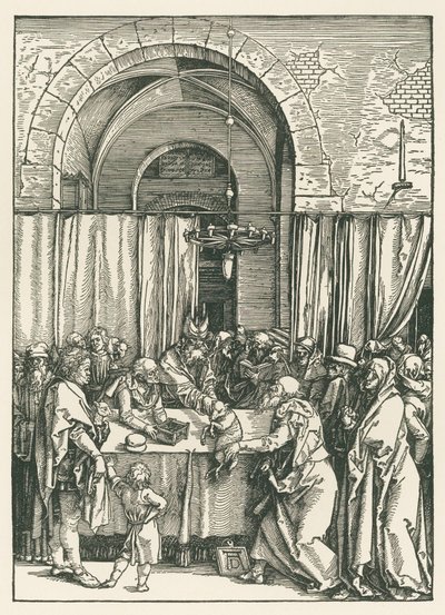 Joakimin uhrilahjan hylkääminen, noin 1504 (puupiirros). tekijältä Albrecht Dürer or Duerer