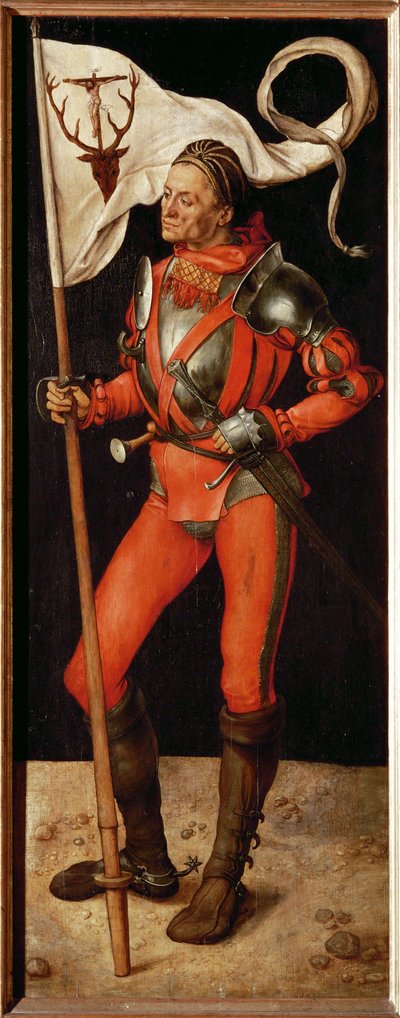 Paumgartner-Altarin oikea siipi: Eustace (maalaus kalkkipuulle). tekijältä Albrecht Dürer or Duerer