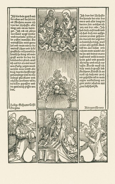Pyhä Birgitta esirukoilijana ja aviopari rukoilemassa. tekijältä Albrecht Dürer or Duerer
