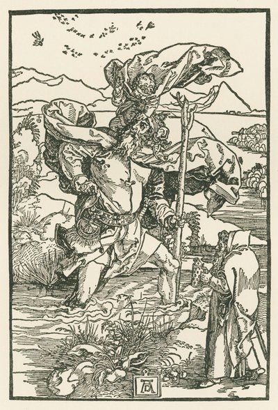 Pyhä Kristoffer, noin 1503-04 (puupiirros) tekijältä Albrecht Dürer or Duerer
