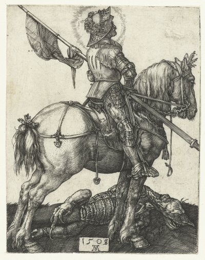 Pyhä Yrjö ja kuoleman lohikäärme tekijältä Albrecht Dürer or Duerer