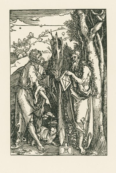 Johannes Kastaja ja Onofrius, noin 1503-04 (puupiirros). tekijältä Albrecht Dürer or Duerer