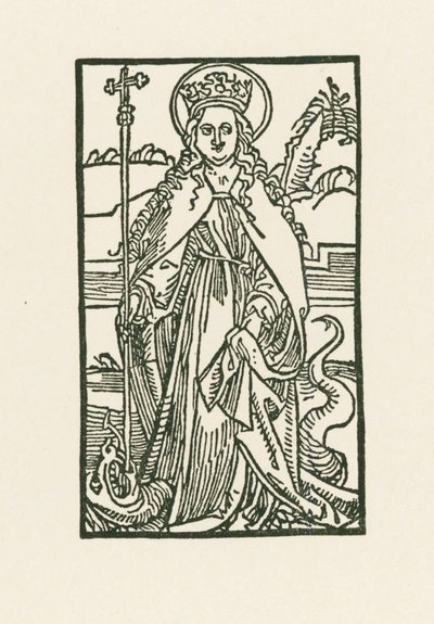 Pyhä Margareta. Kuvitus Hortulus Animeen. Painanut Michael Furter, Basel tekijältä Albrecht Dürer or Duerer