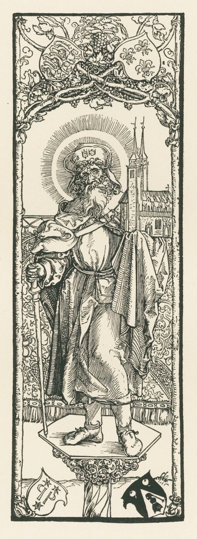 Pyhä Sebald pylväässä, noin 1501 (puupiirros). tekijältä Albrecht Dürer or Duerer