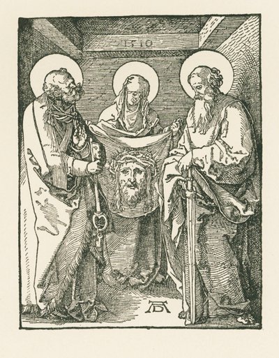 Pyhä Veronica pyhien Pietarin ja Paavalin välissä - Pyhän Veronican sudarium - Pyhän Veronican sudarium tekijältä Albrecht Dürer or Duerer