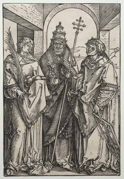 Pyhät Stephen, Sixtus ja Lawrence, n. 1504-05 (puupiirros) tekijältä Albrecht Dürer or Duerer