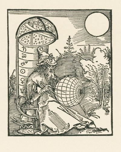 Istuva tähtitieteilijä, jolla on maapallo tekijältä Albrecht Dürer or Duerer