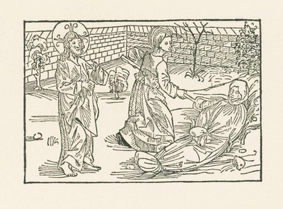 Kuudes laupeuden työ: Huolenpito lähimmäisen hautaamisesta tekijältä Albrecht Dürer or Duerer
