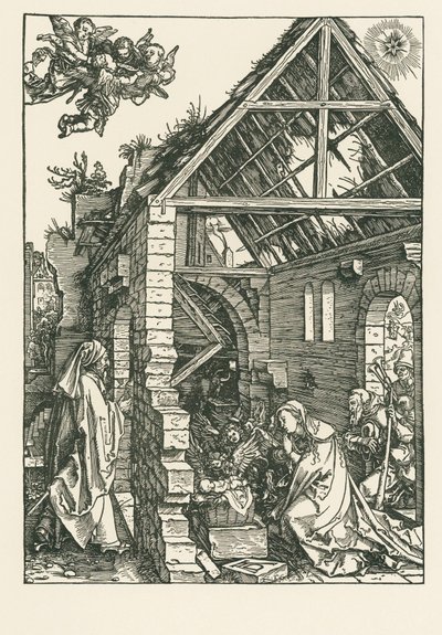 Paimenten palvonta, n.1502-03 (puupiirros). tekijältä Albrecht Dürer or Duerer