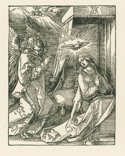 Marian ilmestys, noin 1510 (puupiirros) tekijältä Albrecht Dürer or Duerer