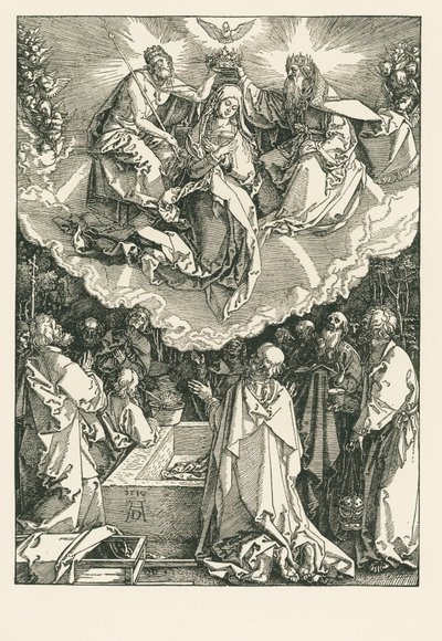 Neitsyt Marian taivaaseenastuminen ja kruunajaiset tekijältä Albrecht Dürer or Duerer