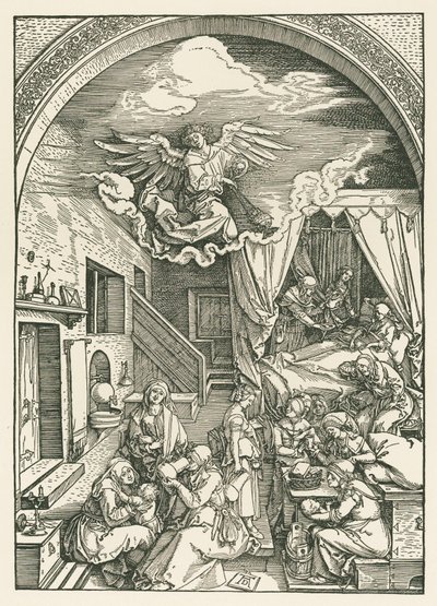 Neitsyt Marian syntymä, noin 1503 (puupiirros). tekijältä Albrecht Dürer or Duerer