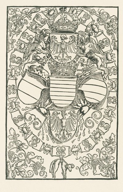 Maximilian I:n vaakuna roomalaisten kuninkaana. tekijältä Albrecht Dürer or Duerer