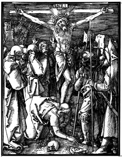 Ristiinnaulitseminen, pienestä passiosta, n. 1509-1111 (puupiirros) tekijältä Albrecht Dürer