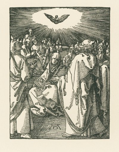 Pyhän Hengen laskeutuminen, noin 1510 (puupiirros). tekijältä Albrecht Dürer or Duerer