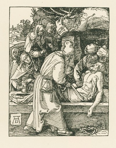 Hautaaminen, noin 1509-10 (puupiirros). tekijältä Albrecht Dürer or Duerer