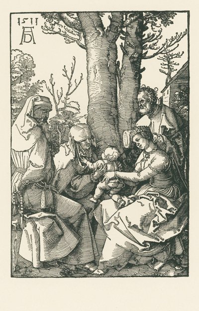 Pyhä perhe Joakimin ja Annan kanssa puun alla tekijältä Albrecht Dürer or Duerer