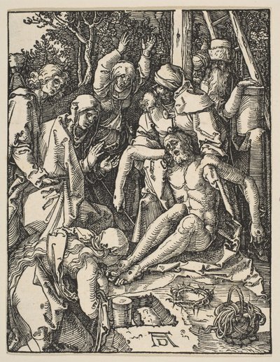 Valituslaulu, pienestä passiosta, n. 159 (puupiirros) tekijältä Albrecht Dürer