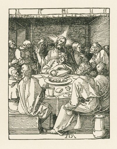Viimeinen ehtoollinen, noin 1508-09 (puupiirros) tekijältä Albrecht Dürer or Duerer