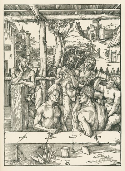 Miesten kylpylä, noin 1496-97 (puupiirros). tekijältä Albrecht Dürer or Duerer