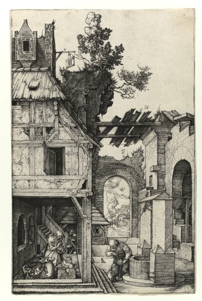 Syntymä, 1504 tekijältä Albrecht Dürer