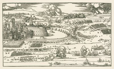 Linnoituksen piiritys. Vasen lohko tekijältä Albrecht Dürer or Duerer