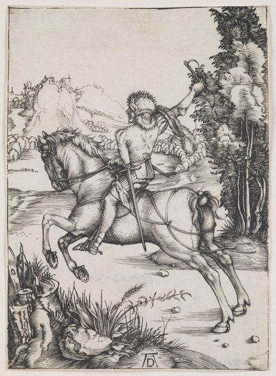 Pieni kuriiri, noin 1496 (kaiverrus) tekijältä Albrecht Dürer or Duerer